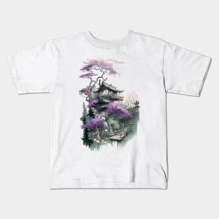 Japanese Architecture Lavender Kids T-Shirt